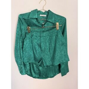 12th Tribe Green Satin Set